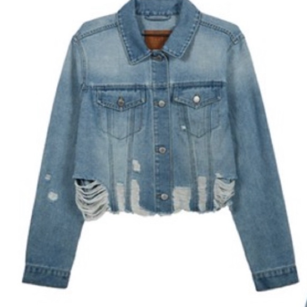 Custom Rhinestone Denim Fringe Jacket - Picture 3 of 5